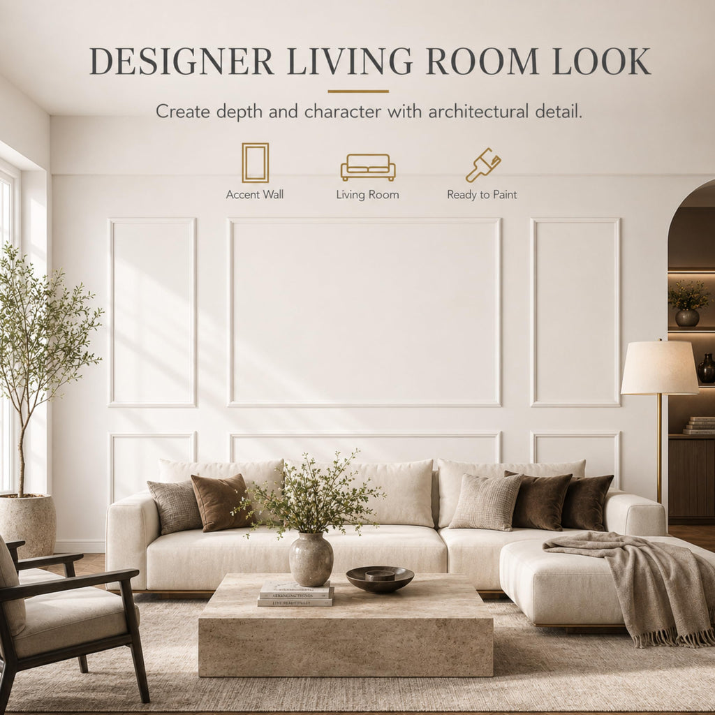 Pre-Cut Wall Molding Kit: Ready to Assemble Paintable Wainscoting Panels