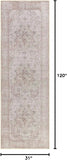 Washable Pink Medallion 10ft Runner Rug Traditional Beige Olive Tan Blush Dark Green Bordered Bethan