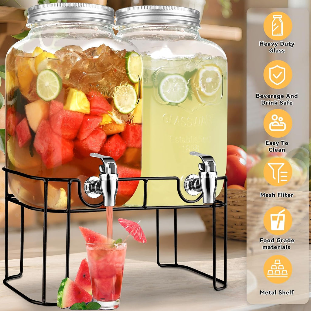 Gallon For Parties,Lemonade Beverage Dispenser With Stand And Spigot For BBQ, Picnic, Party,Laundry Detergent - Set of 2