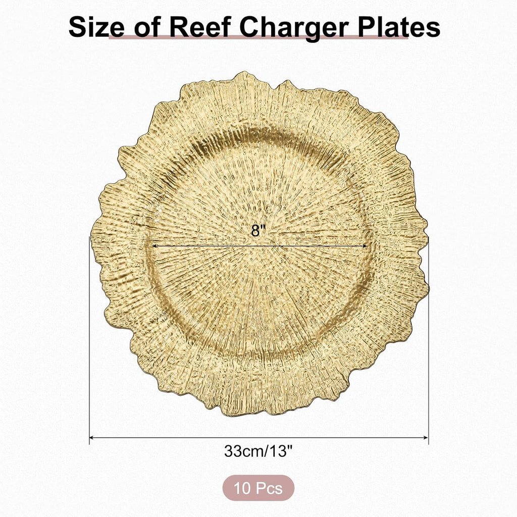 Charger Plates Bulk 13 Inch Plastic Charger Plates Round Plate Charger for Dinner Wedding Party Event Table - Set of 10