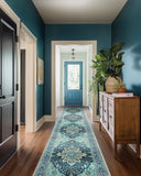 Area Rugs Washable Non-Slip, Floral Vintage Distress Print Pattern Medallion Carpet for Living Room Bedroom