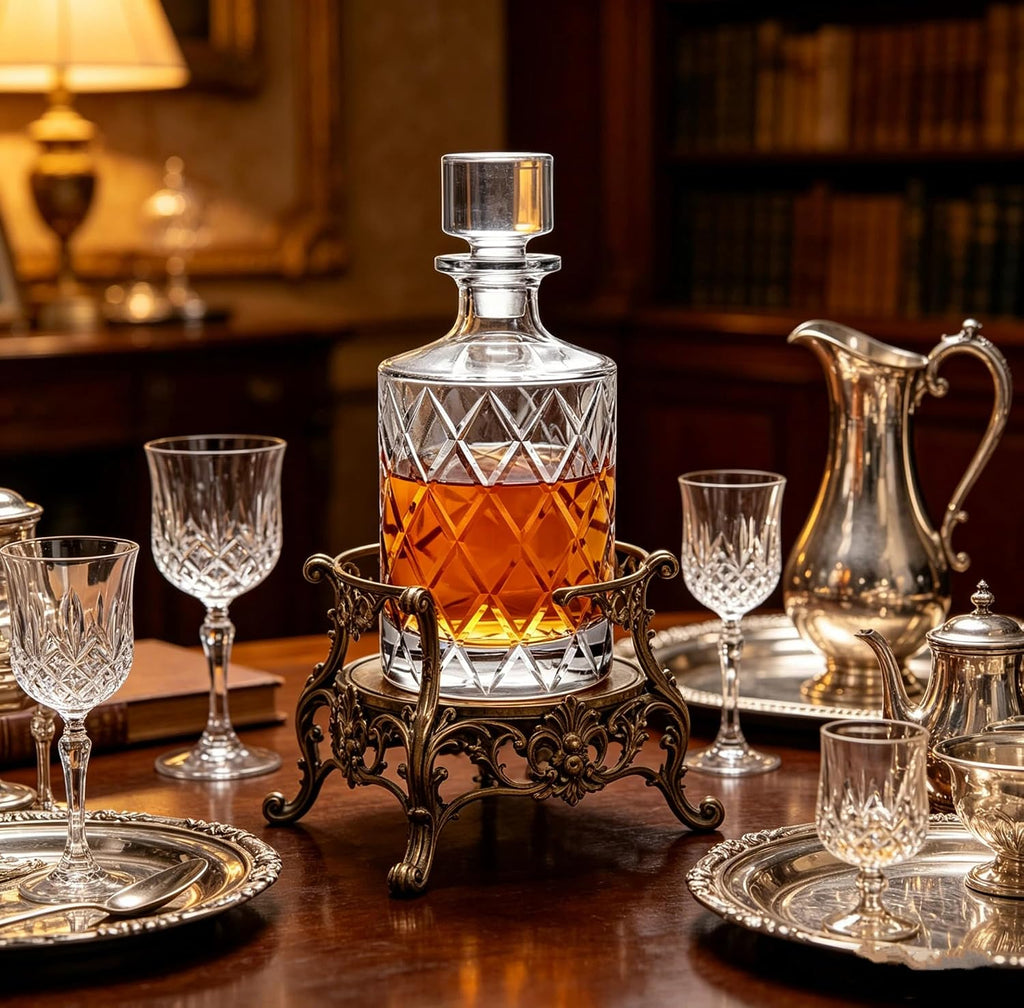 30oz Whiskey Decanter with Glass Stopper, Crystal Bourbon Decanter
