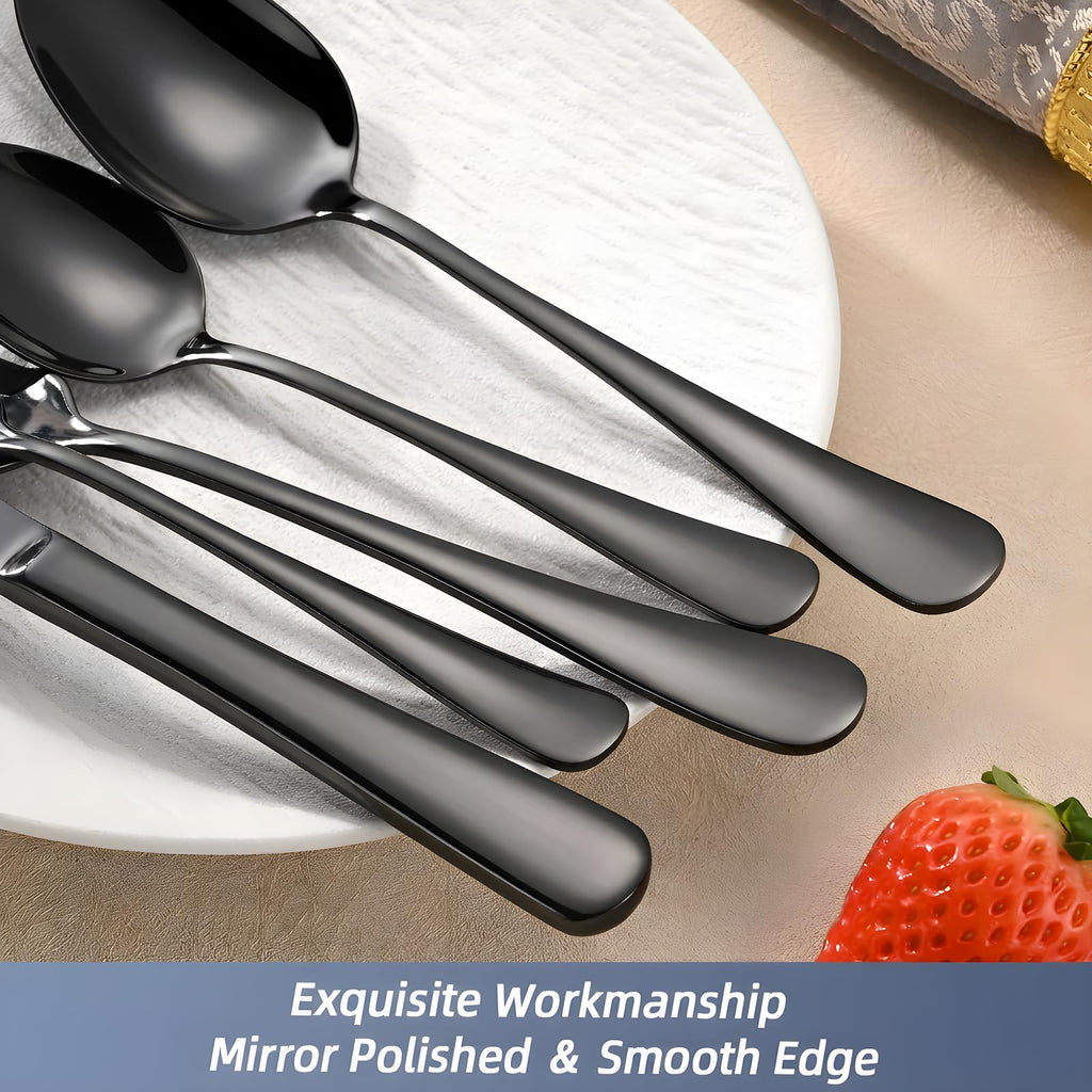 40-Piece Black Silverware Set, Stainless Steel Flatware Set Service for 8