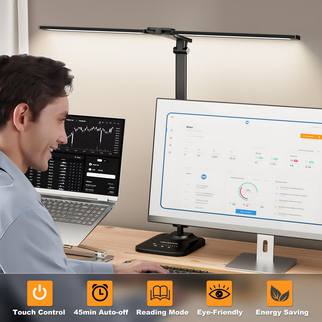 LED Desk Lamp Home, Height Adjustable Architect Desk Light with USB Adapter, Stepless Dimming Desk Lamp Light