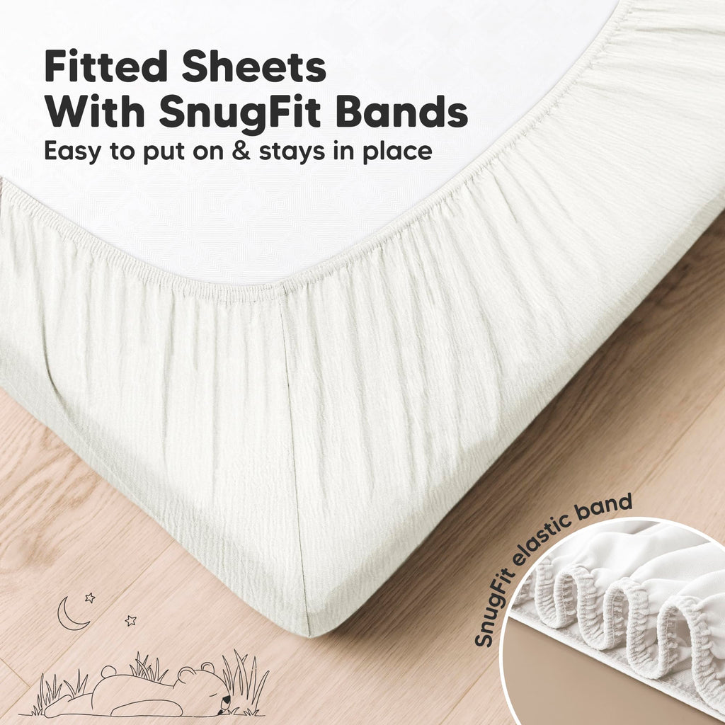 2-Pack Muslin Crib Sheets for Boy, Girl, 52x28 Fitted(Soft White)