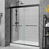 44''-48" W×72" H Black Shower Doors Glass Sliding 48 Inches, Semi Frameless Bathroom Sliding Glass Shower Door
