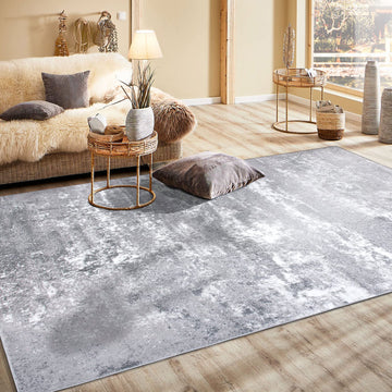 Watercolor Distressed Modern Bohemian Area Rug Gray