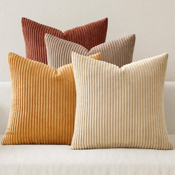 Fall Corduroy Decorative Throw Pillow Covers Terracotta 18x18