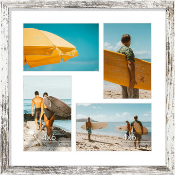 12x12 Collage Picture Frame for Wall Mounting, Distressed White