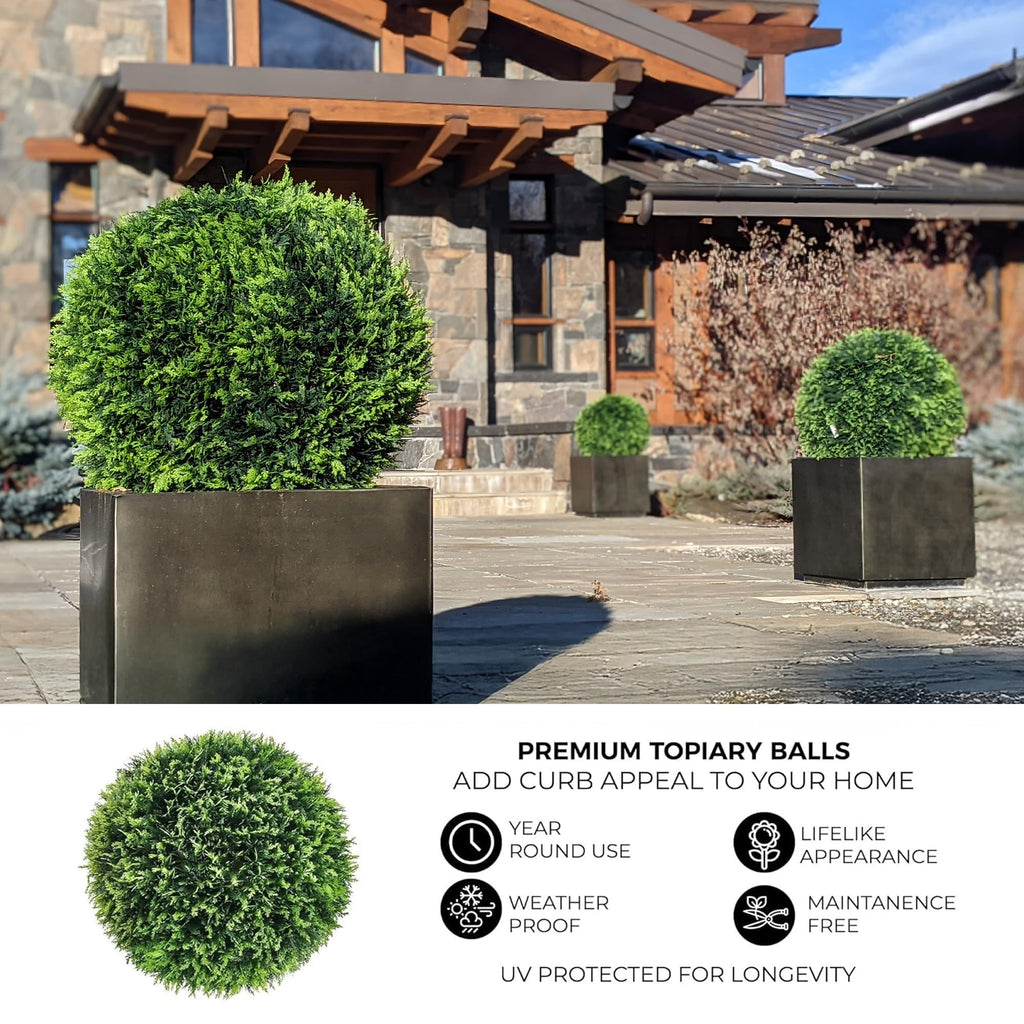 23" XL Faux Topiary Balls, Cedar/Cypress, 1 Pack