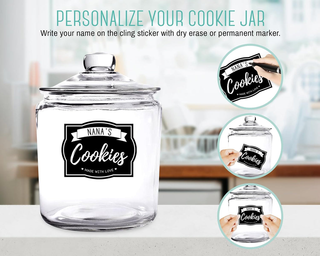1 Gallon Cookie Jar Countertop| Airtight Glass Storage Jars for Candy, Coffee, Dog Treats| Large Glass Apothecary