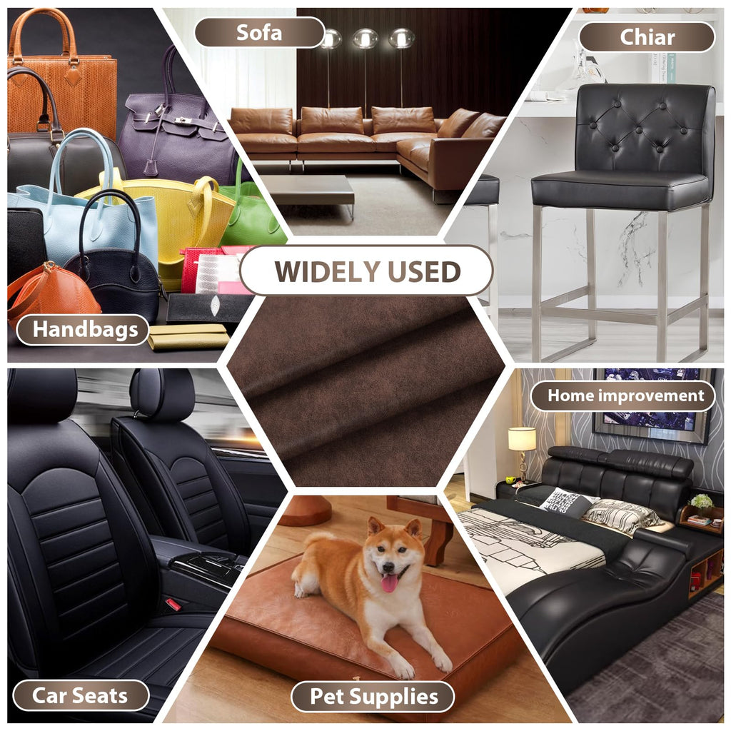 Faux Leather Vinyl Upholstery Fabric by The Yard, 55" W 1.3mm Thick Soft Anti-Scratch Durable Synthetic Leather for