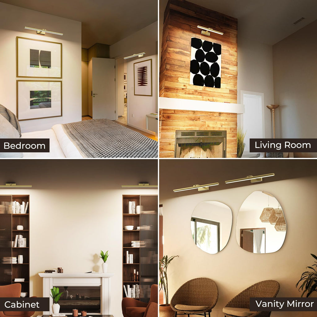Wireless Picture Lights for Wall, Battery Operated Wall Light for Painting Rechargeable CCT Rotatable Art Gallery