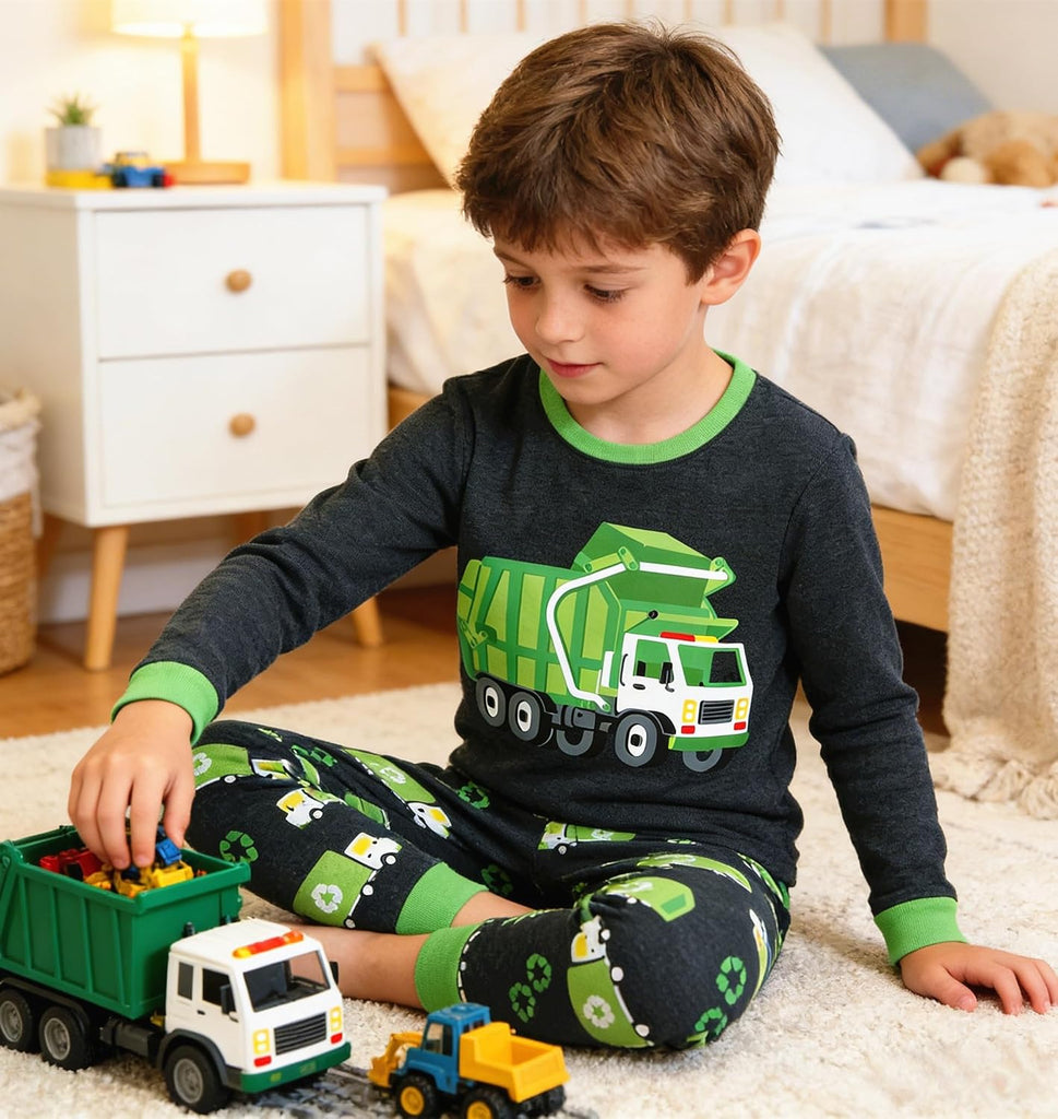 Little Boys Pajamas for Toddler Clothes Set Train Sleepwear Long Sleeve 100% Cotton 2 Piece Kids Pjs Years