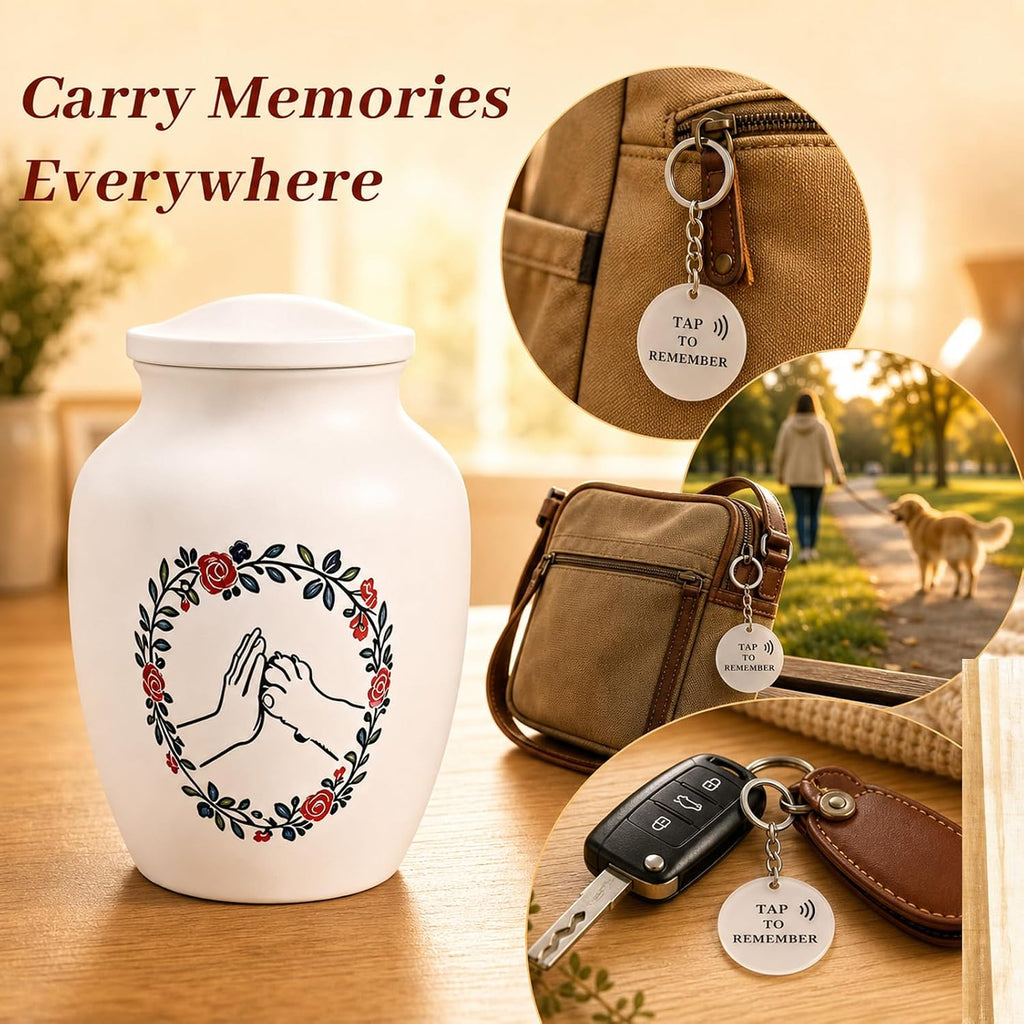 Medium Pet Urn, Dual Physical & Digital Memorial for Pets, Up to 40 Lbs