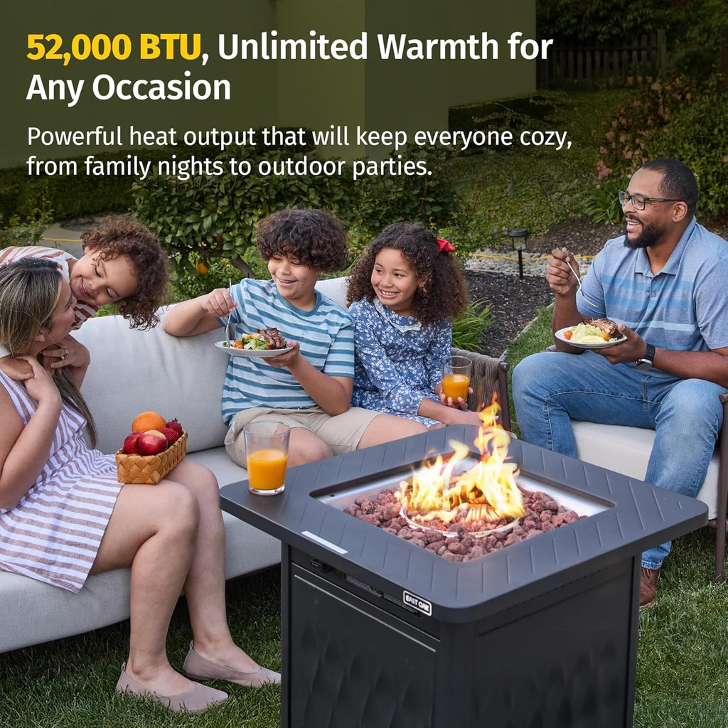 28in Gas Fire Pit Table Outdoor, 52, 000 BTU