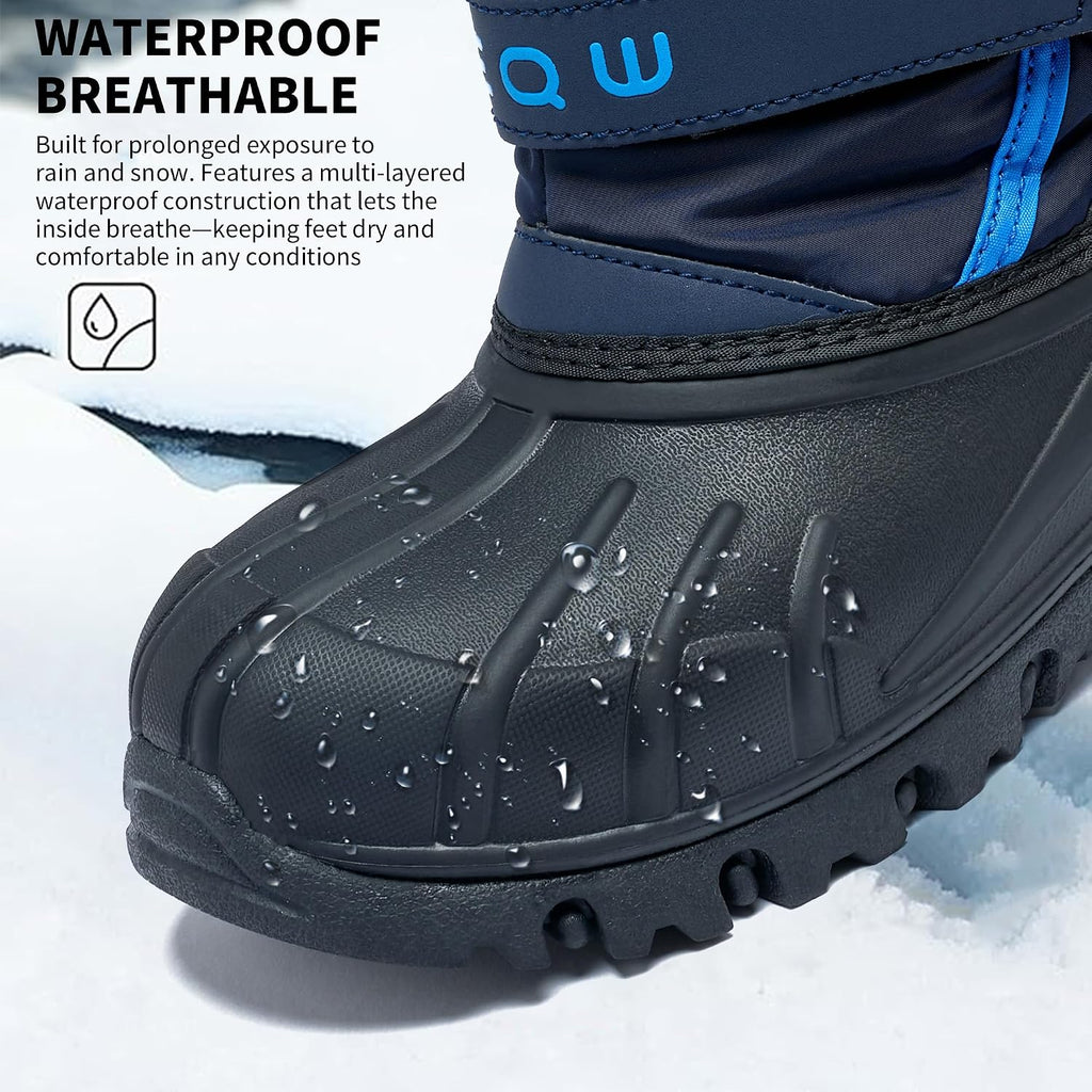 Kids Snow Boots Waterproof Winter Boots for Boys & Girls Slip-on Warm Fur Lined Non-Slip Insulated Ankle Shoes