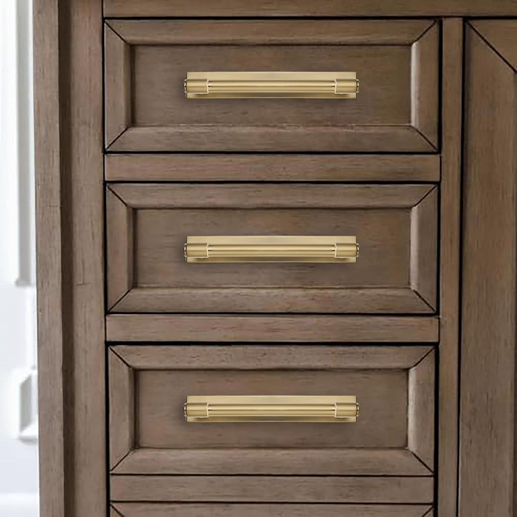 5 Pack 6 Inch(152 mm Center to Center Brushed Gold Cabinet Pull Backplate with Base Plate Zinc Solid Brushed Brass