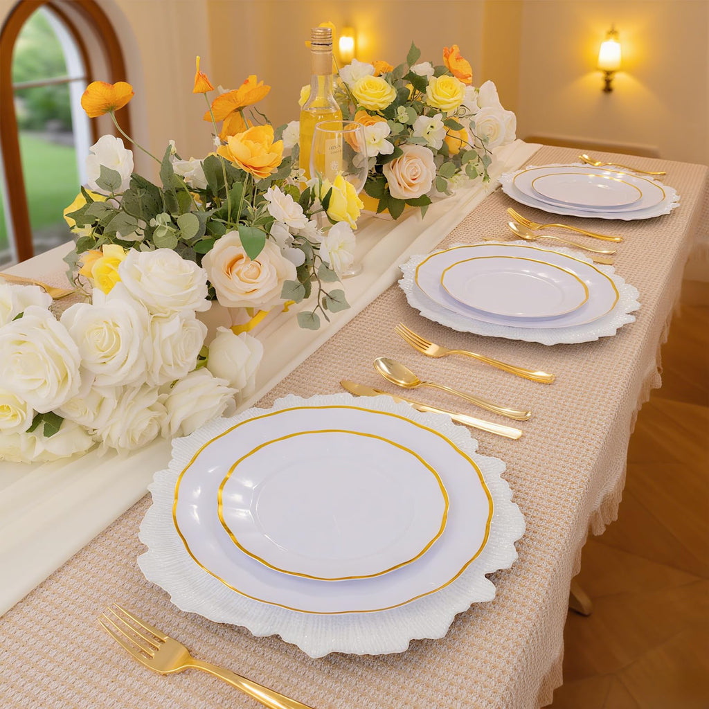 50 White Charger Plates Bulk for Wedding Dinners 13" Reef