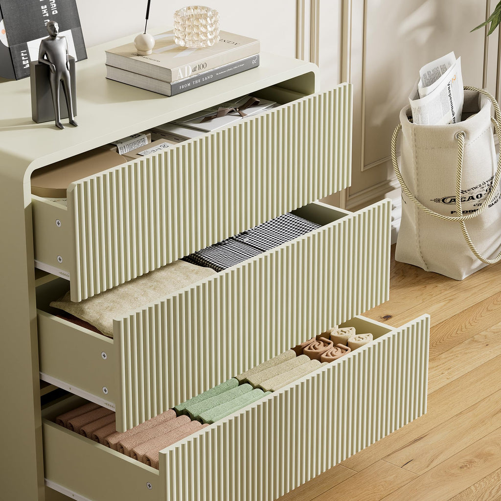 Beige 3 Drawer Dresser, 32" Wide Chest of Drawers