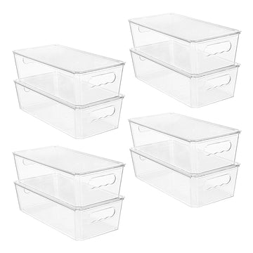 8pcs Clear Stackable Storage Bins with Lids