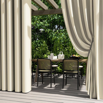 2 Panels Outdoor Curtains Waterproof Blackout Weatherproof Outside Drapes Thermal Insulated Grommet Top Privacy