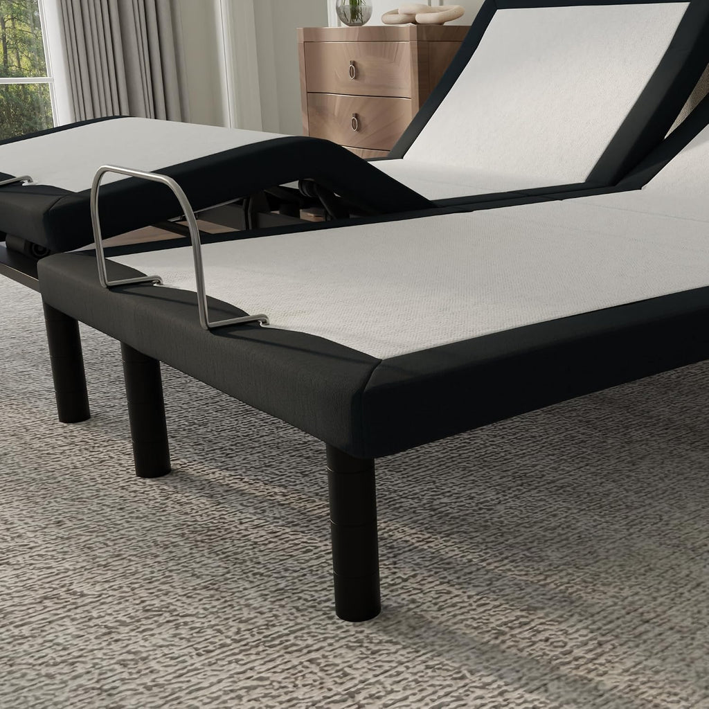 E4 Cal King Split Adjustable Bed Base Frame with Wireless Remote, Massage Motors, Anti-Snore, Zero Gravity, Dual USB