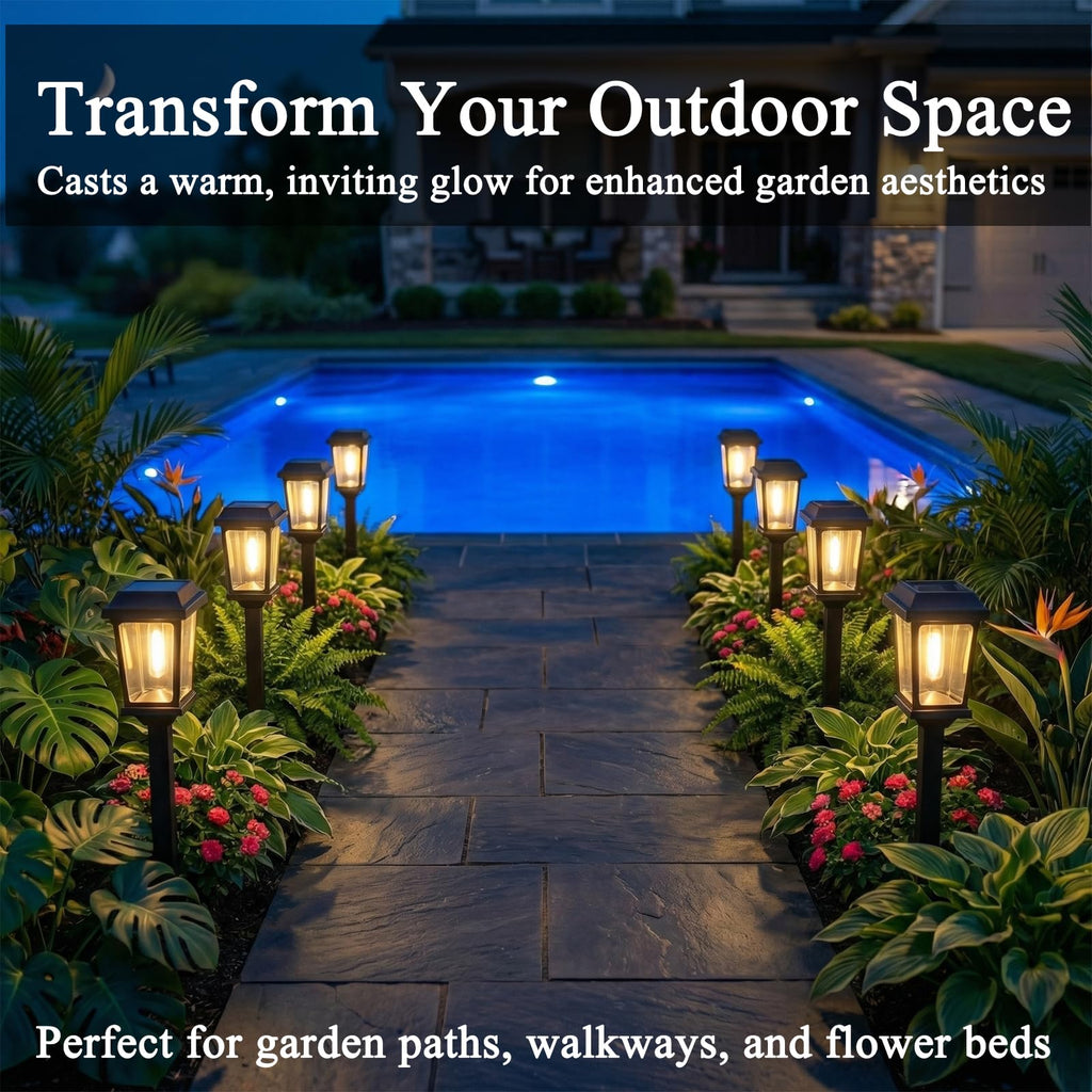 12 Pack Solar Lights Outdoor, Modern Solar Pathway Lights Outdoor, Waterproof Auto On/Off Garden Lights for Yard
