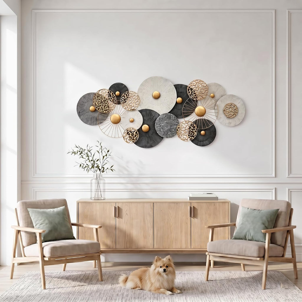 55x24in Large Metal Wall Art Decor,3D Disc Design