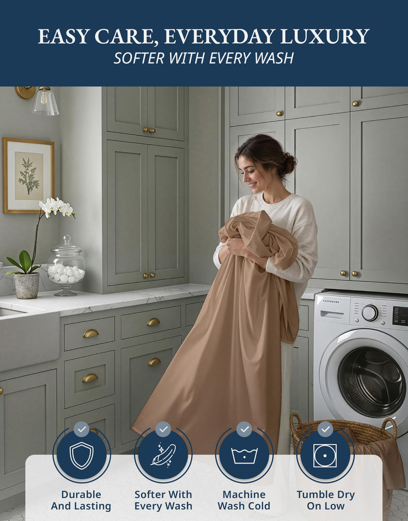 King Size Sheets 100% Egyptian Cotton Sateen - Taupe