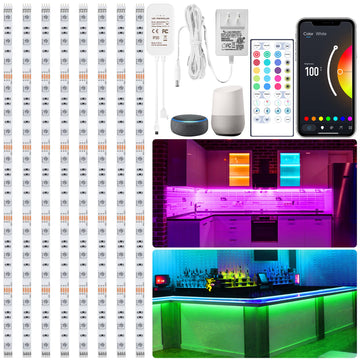 8 PCS 3.3FT Smart RGB Under Cabinet Lights Kit