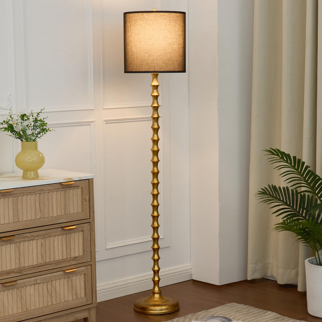 64.5" Black Gold Floor Lamp, Brass Floor Lamps