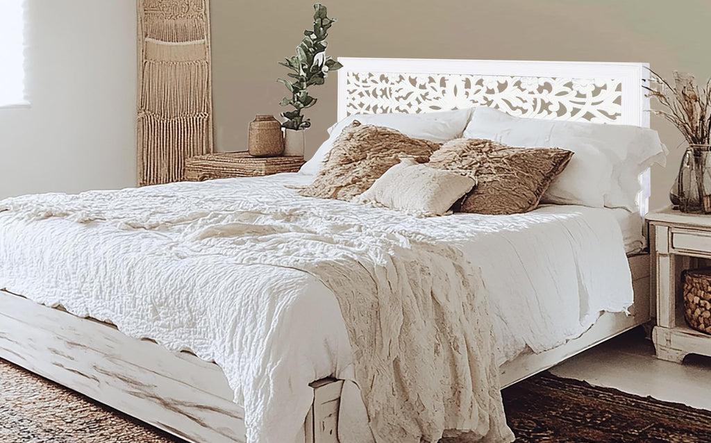 Solid Wood Sturdy Headboard - Rustic White