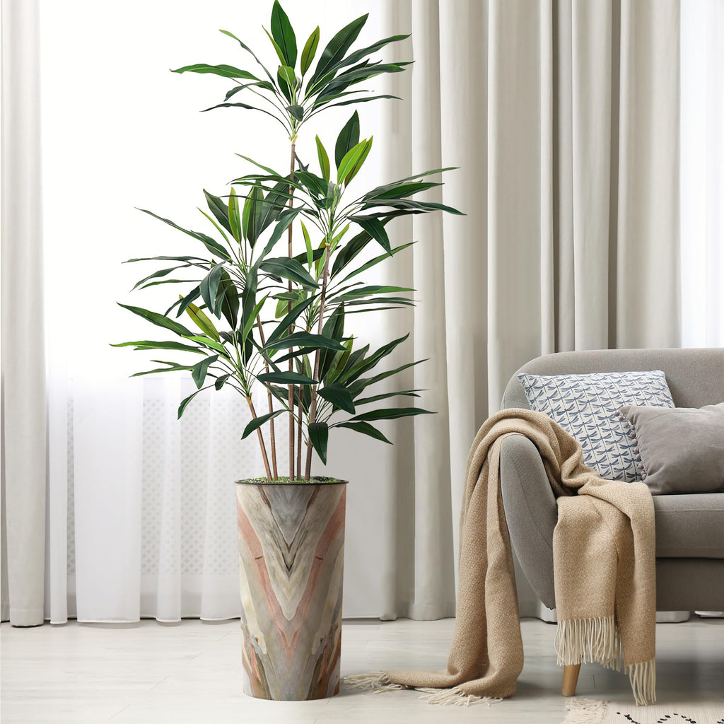 Tree in Morden Contemporary Planter, Fake Dracaena Tree Silk Tree for Indoor and Outdoor Home Decoration - 66"