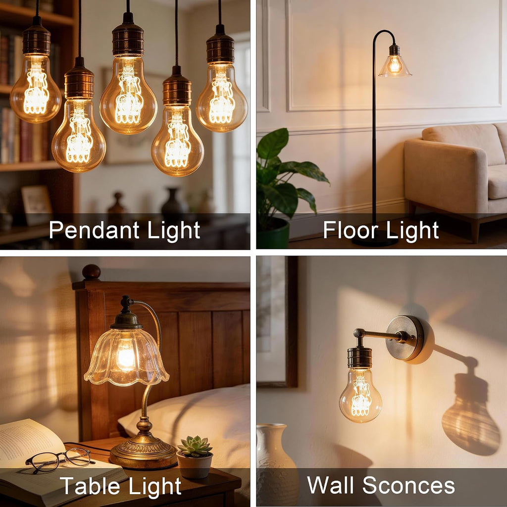 A19 Dimmable LED Amber Light Bulbs, 6W (60W Eq), E26, 2200K Warm, 2Pack
