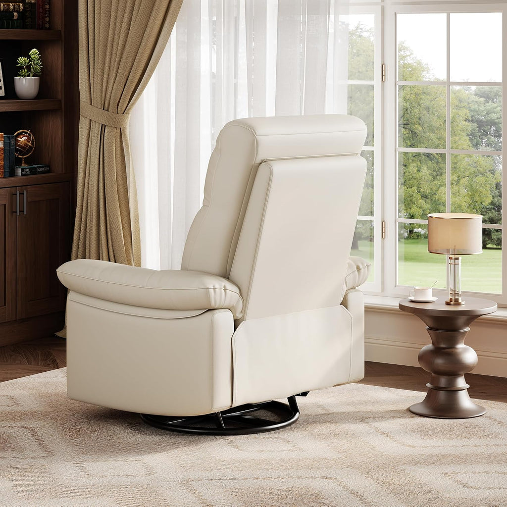 Power Recliner Chair, 270° Swivel Rocking Glider with USB Charging Port, PU Leather Upholstered Fabric and Button