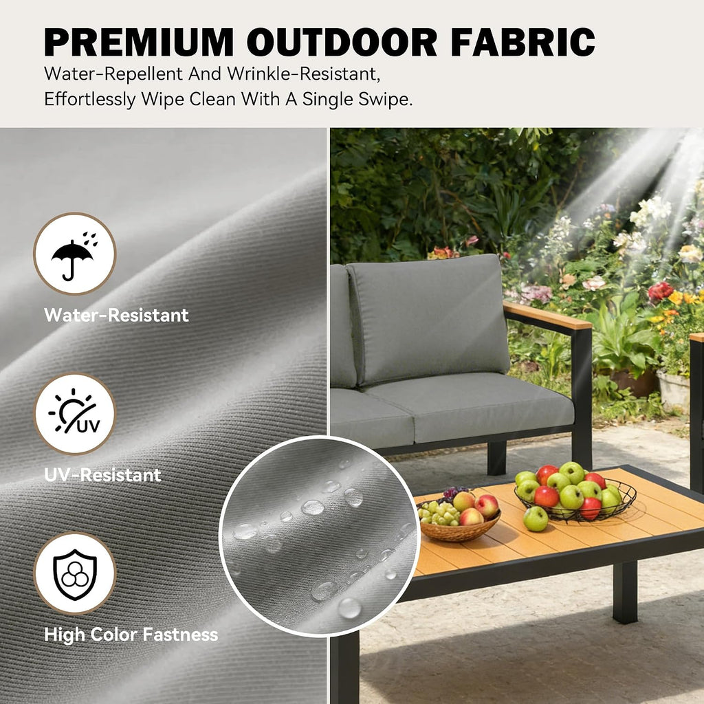 4 Piece Outdoor Patio Furniture Set, 7 Seat Oversized Outdoor Sectional Sofa with Washable Thick Cushions, Patio