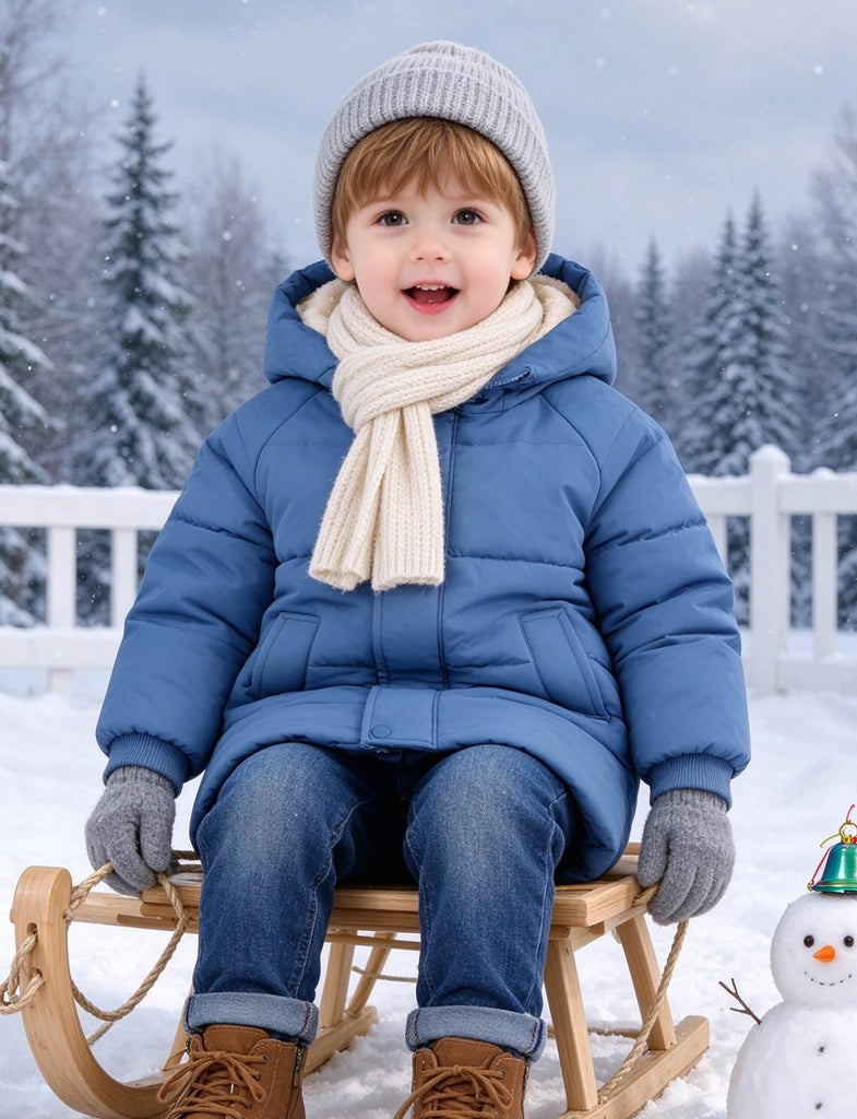Baby Girls Winter Jackets Blue Toddler Fleece Coat for Kids