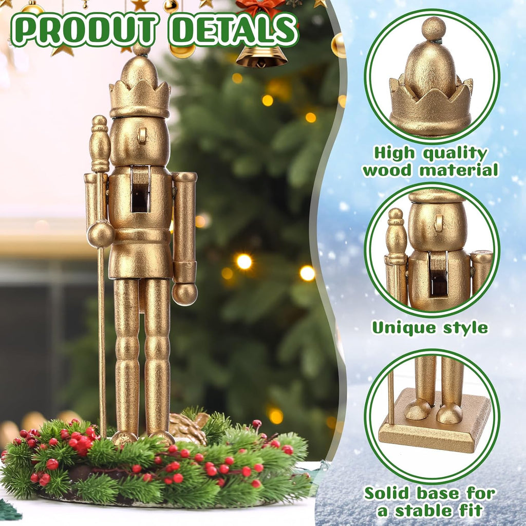 4 Pcs Christmas Nutcracker Figures 7 Inch Wooden Soldier,Gold