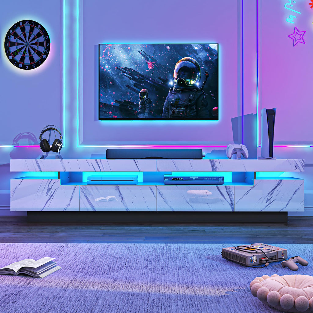 82.7IN Modern High Gloss LED, For 75-90in TV(White)