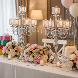 Tall Candle Holders - 2Pcs Gold Candelabra, Metal 5 Arm Candlesticks Party Wedding Aisle Home Decor (Silver x 2pcs)