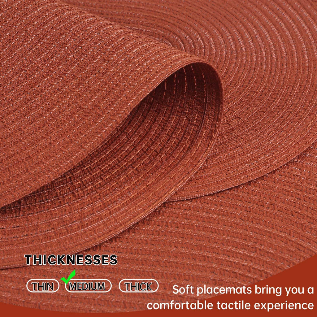 Placemats Set of 4, Woven Oval Braided Dining Table Mats(Rust Orange)