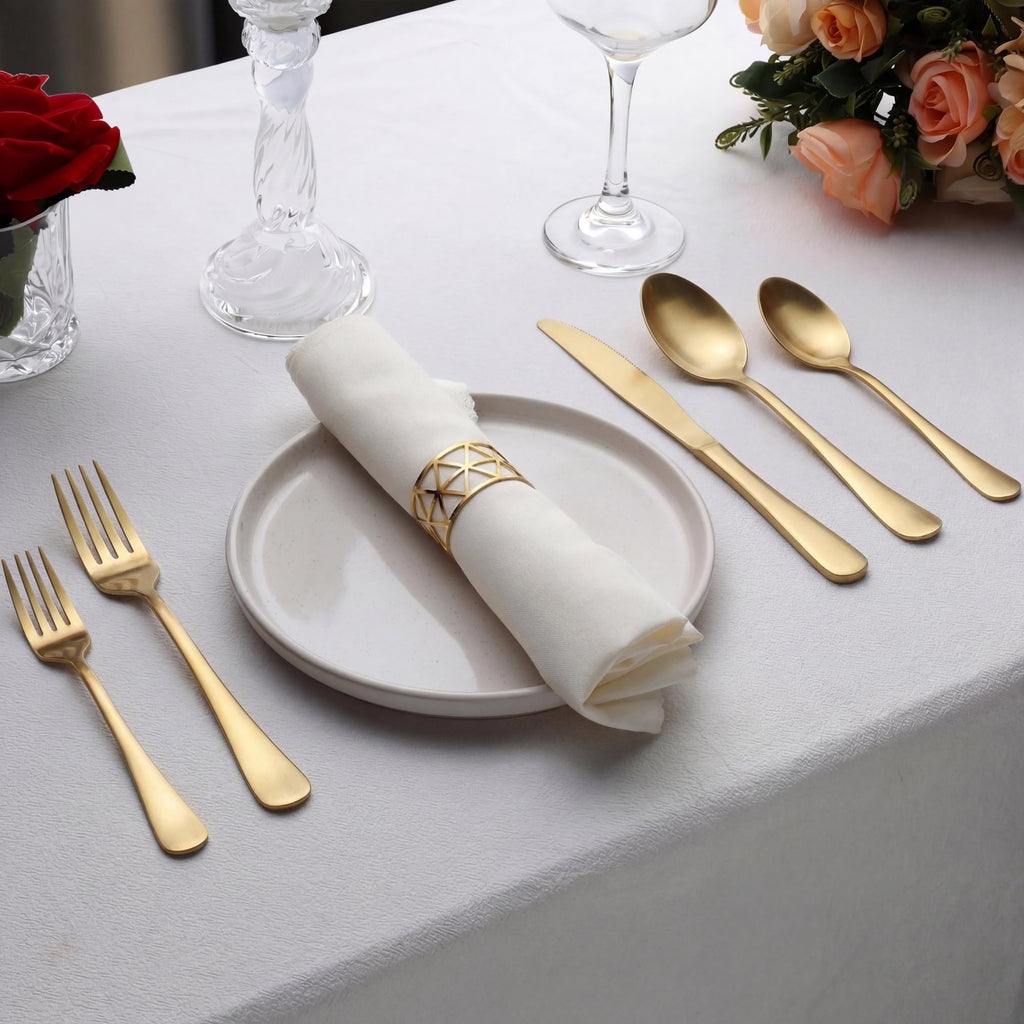 60 Piece Matte Gold Silverware Set for 12, Stainless Steel Flatware