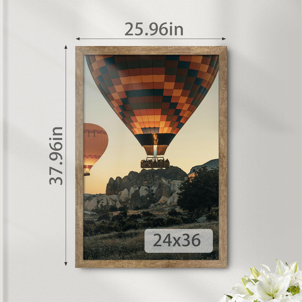 24x36 Poster Frame Natural Woodgrain Brown, for Wall Mount, 1 Pack