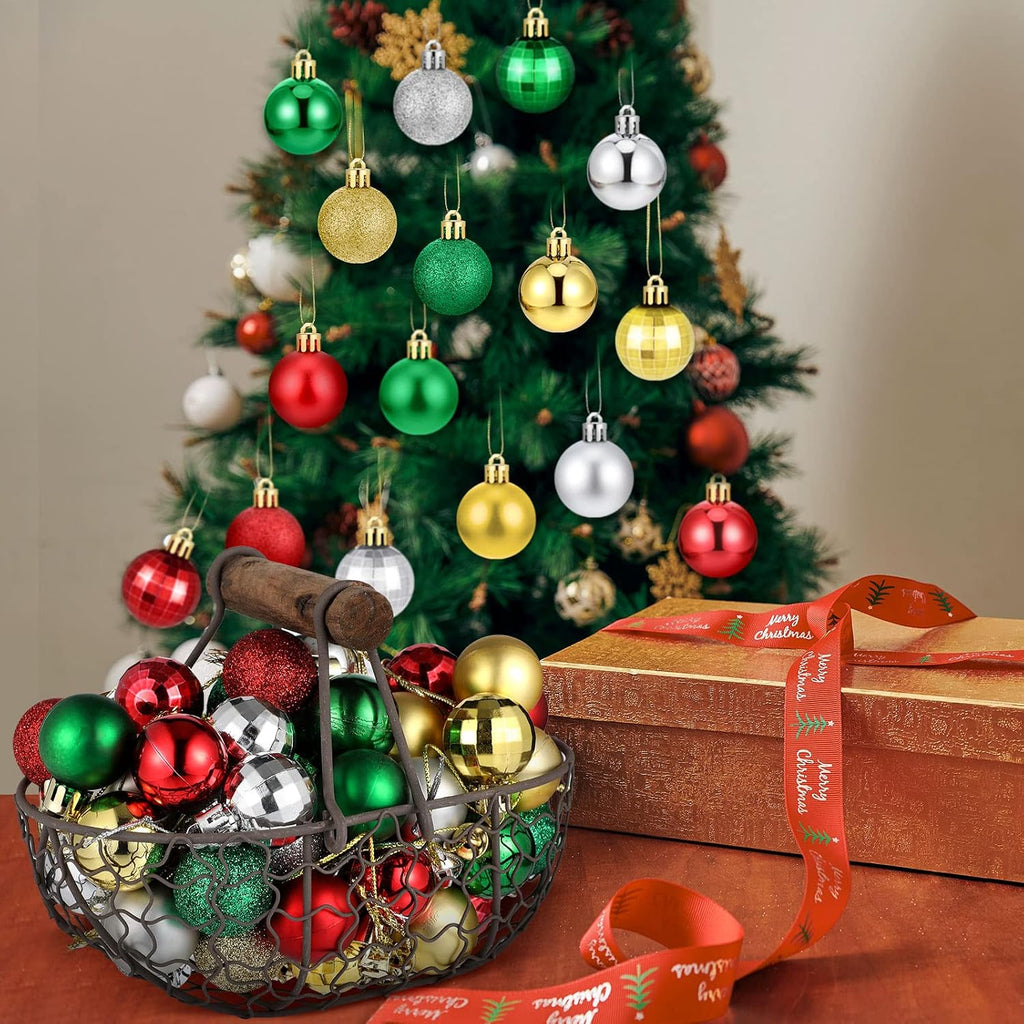 Mini Christmas Balls Tree Ornament, Classic, 1.18 Inch - Set of 96