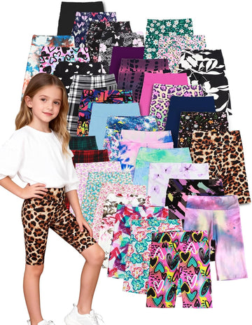 5/7/10 Pack Girls Bike Shorts 2.36" High Waisted Prints/Solid Yoga Shorts for Toddler Girls Running Dance Jump Sports