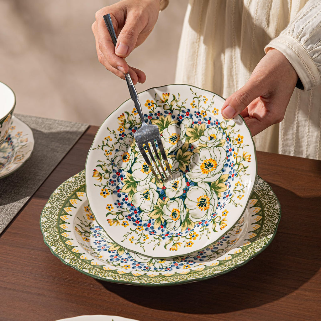 Ceramic Dinnerware Set, Series Western I(Green Jasmine)