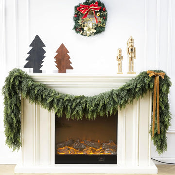 9 Ft Christmas Cedar Garland, Realistic Faux Pine Garlands, Green Artificial Greenery Garland for Winter Home