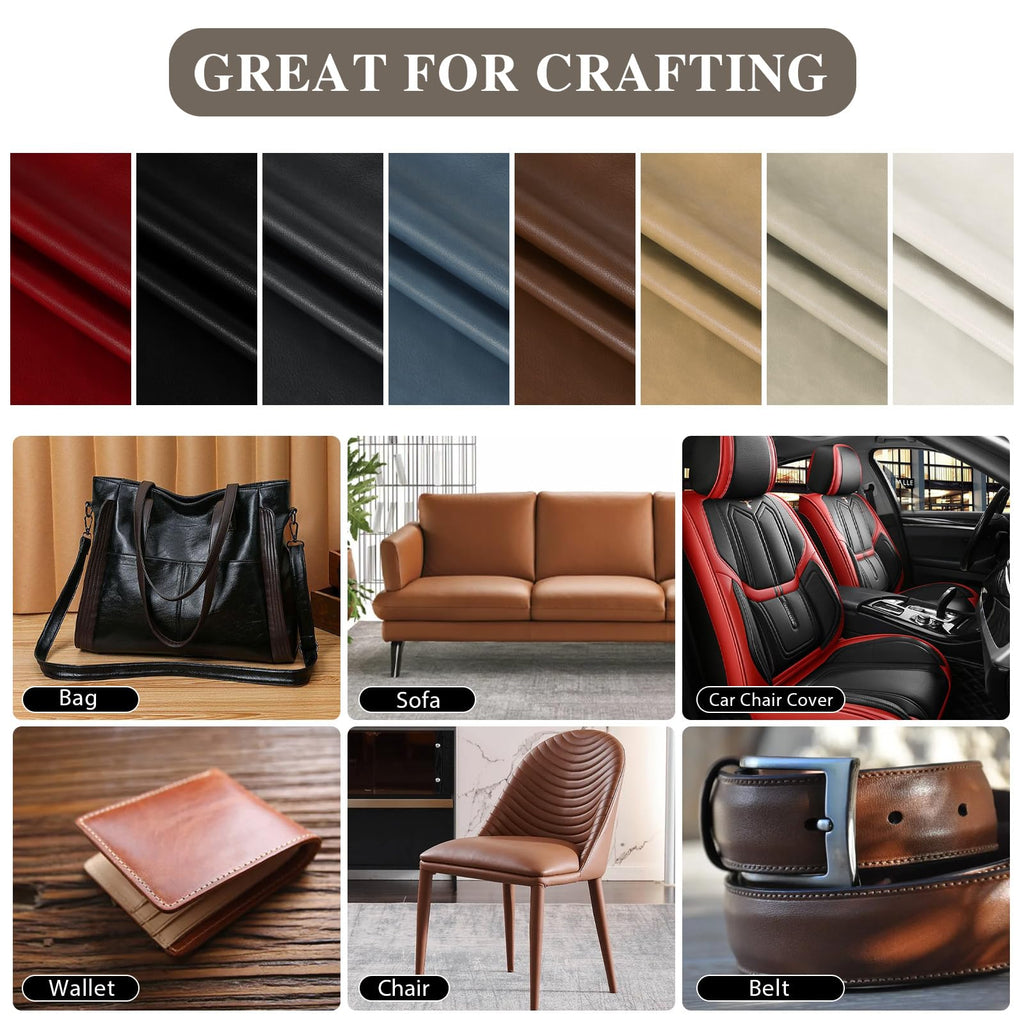 Faux Leather Fabric, Upholstery Fabric 55" x 180", 1.05mm Thick Soft Durable Synthetic Material for Sofa Chairs Bags