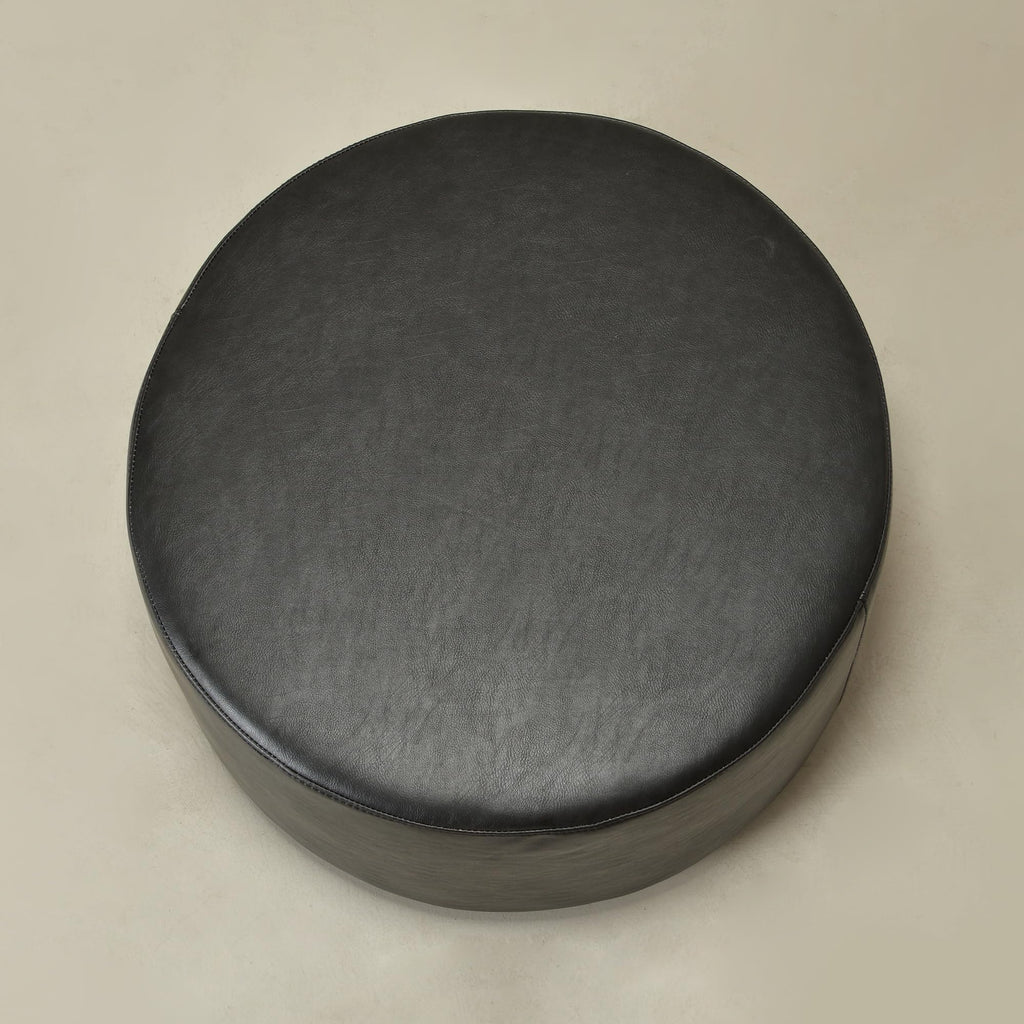 Modern Faux Leather Round Ottoman (24" D x 24" W x 13" H)